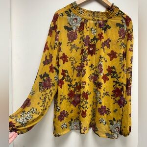 Louis Paris Mustard Floral A-Line Skirt
